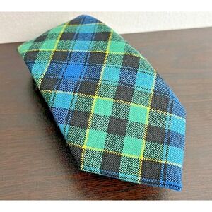 Ingles Buchan 100% Wool Tie‎ Scotland Mens Necktie Blue Green Tartan Plaid